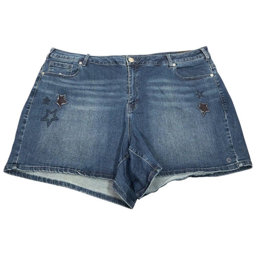 Venezia Lane‎ Bryant Denim Shorts Blue Star Embroidered Plus Size 26
